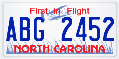 NC license plate ABG2452