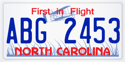 NC license plate ABG2453