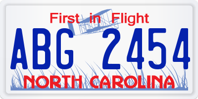 NC license plate ABG2454