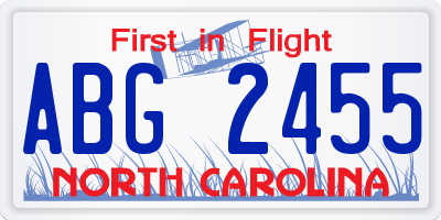 NC license plate ABG2455