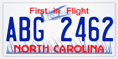 NC license plate ABG2462