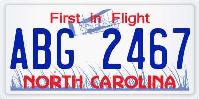 NC license plate ABG2467
