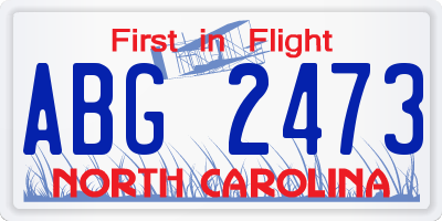NC license plate ABG2473
