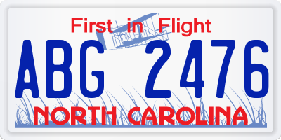 NC license plate ABG2476