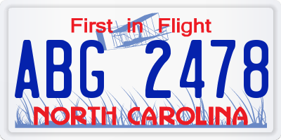 NC license plate ABG2478