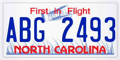 NC license plate ABG2493