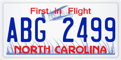 NC license plate ABG2499