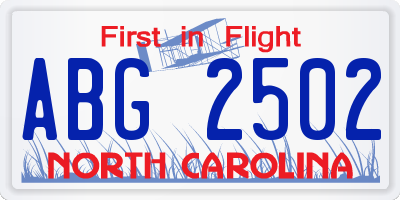 NC license plate ABG2502