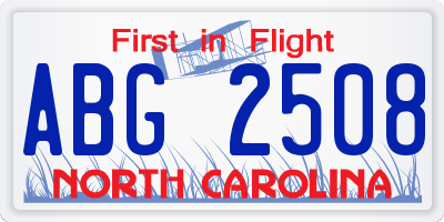 NC license plate ABG2508