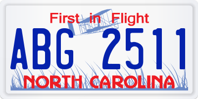 NC license plate ABG2511