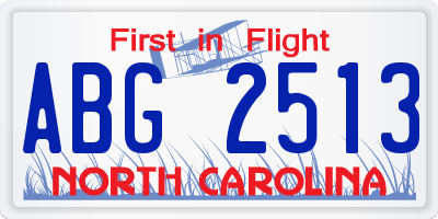 NC license plate ABG2513