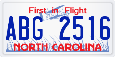 NC license plate ABG2516