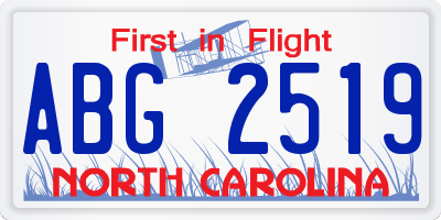 NC license plate ABG2519