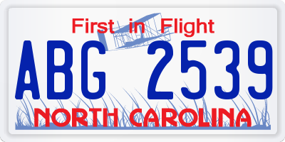 NC license plate ABG2539