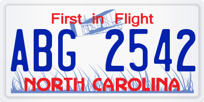 NC license plate ABG2542