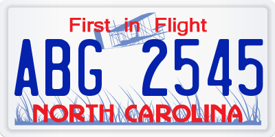 NC license plate ABG2545