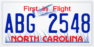NC license plate ABG2548