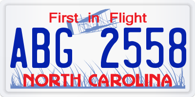 NC license plate ABG2558