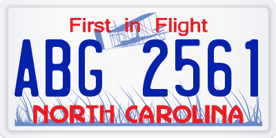 NC license plate ABG2561