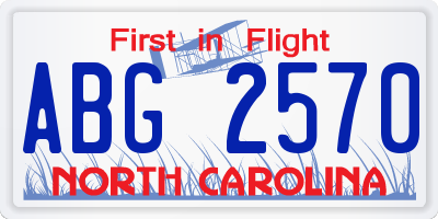 NC license plate ABG2570