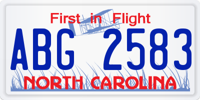 NC license plate ABG2583
