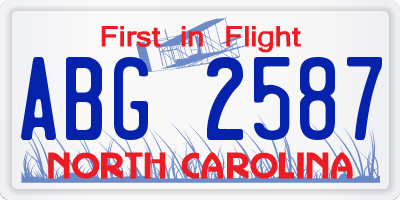 NC license plate ABG2587