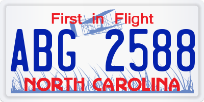 NC license plate ABG2588