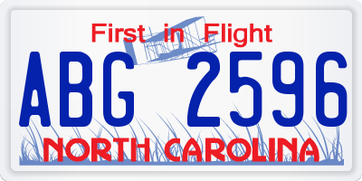 NC license plate ABG2596