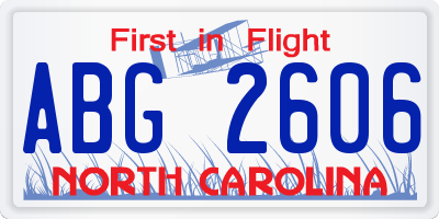 NC license plate ABG2606