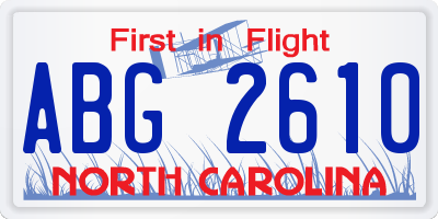 NC license plate ABG2610