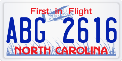 NC license plate ABG2616