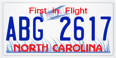 NC license plate ABG2617
