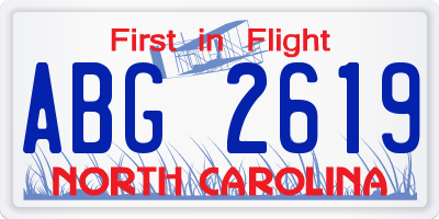NC license plate ABG2619