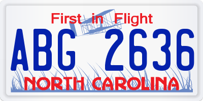 NC license plate ABG2636