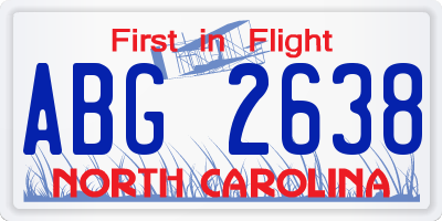 NC license plate ABG2638