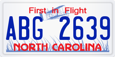 NC license plate ABG2639