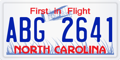 NC license plate ABG2641