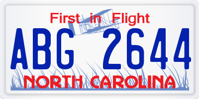 NC license plate ABG2644
