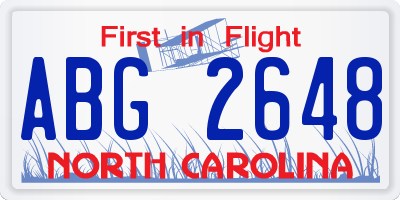 NC license plate ABG2648