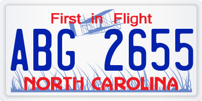 NC license plate ABG2655