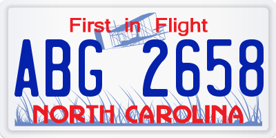 NC license plate ABG2658