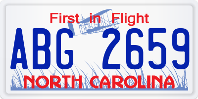 NC license plate ABG2659