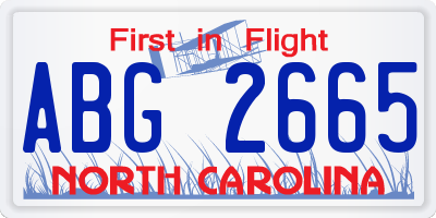 NC license plate ABG2665