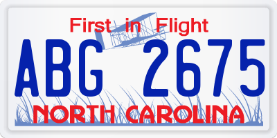 NC license plate ABG2675