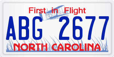 NC license plate ABG2677