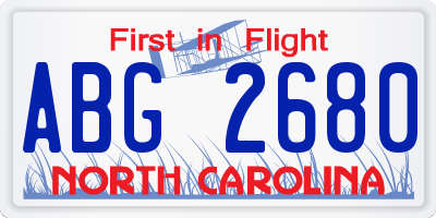 NC license plate ABG2680