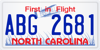 NC license plate ABG2681