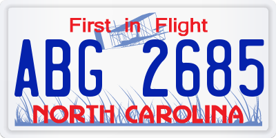NC license plate ABG2685