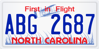 NC license plate ABG2687