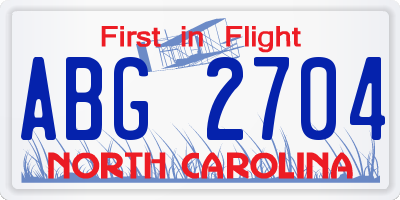 NC license plate ABG2704
